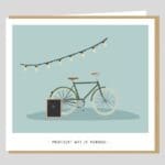 Wenskaart met envelop 'proficiat met je vormsel' (fiets)