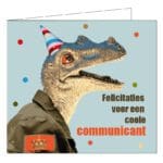 Wenskaart met envelop 'coole communicant'