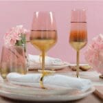 Wijnglas roze/goud
